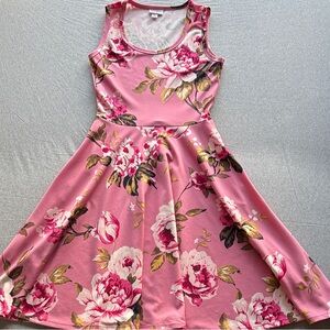 LuLaRoe Pink Floral Dress With Pockets - Nicki Style Dress